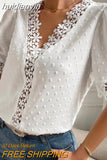 huidianyin Summer Lace Chiffon Blouse V-neck Fashion Shirts Women 2023 Casual Short Sleeve Tops Ladies Loose Floral Clothes 25713 0409