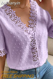 huidianyin Summer Lace Chiffon Blouse V-neck Fashion Shirts Women 2023 Casual Short Sleeve Tops Ladies Loose Floral Clothes 25713 0409