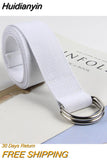 Huidianyin Solid Cotton Canvas All-match Waist Straps Women Canvas Belt D Shaped Double Ring Buckle Waistband Fashion