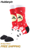 Huidianyin 2023 Christmas Socks Women PEONFLY Funny Santa Claus Christmas Tree Snow Elk Cotton Happy Socks Men Harajuku New Year Sokken