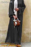 Huidianyin Fashion Muslim Abaya Elegant Puff Sleeve Kimono Dubai Turkey Abayas For Women Islam Kaftan Cardigan Maix Long Blouse