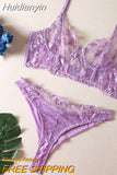 Huidianyin Fancy Lingerie Uncensored Lace Transparent Underwear Fetish Set Women 2 Piece Fine Sexy Bra Fantasy Luxury Intimate