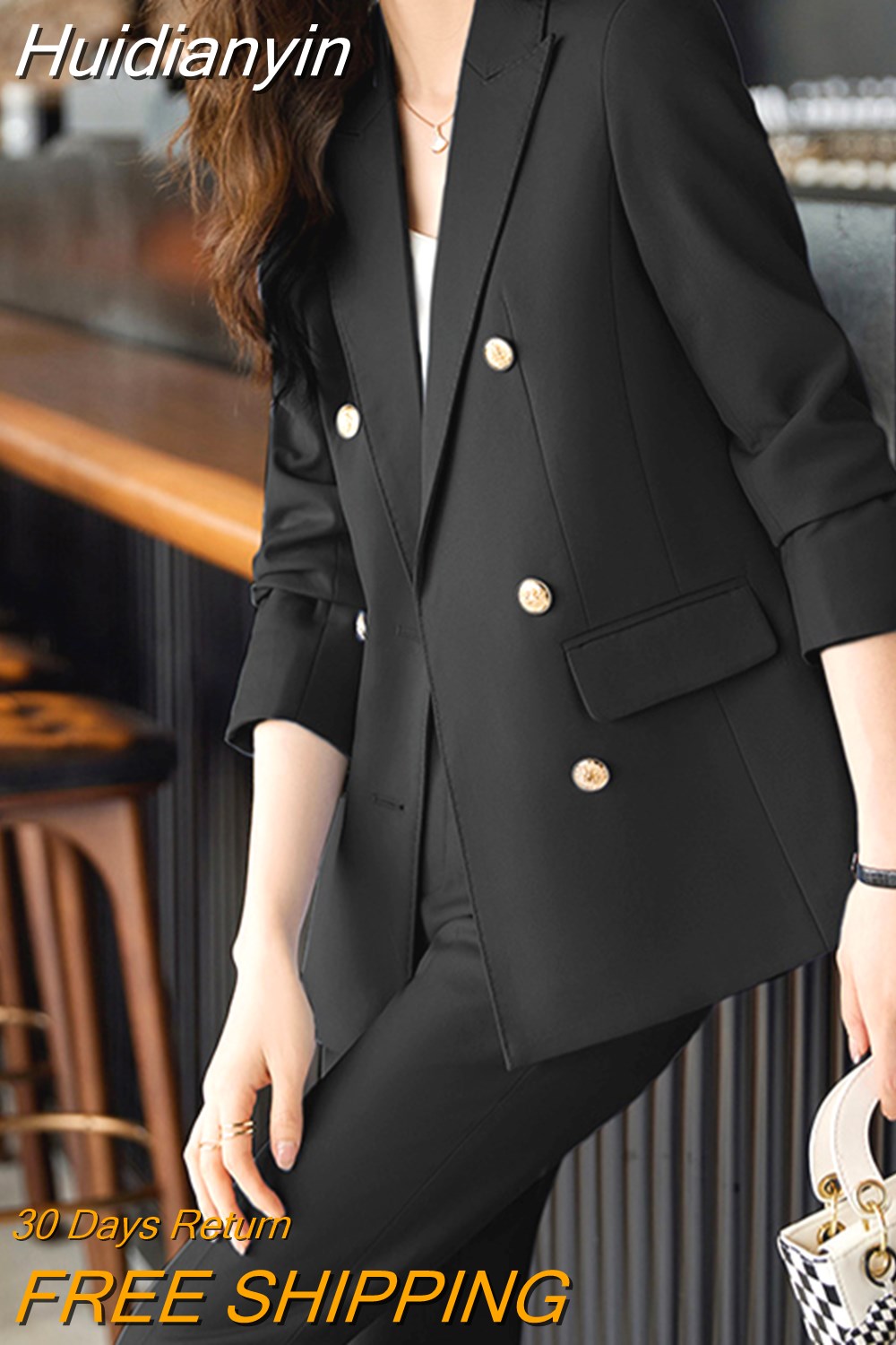 Huidianyin Quality Women Fashion Korean Elegant Pantsuit Vintage Business Formal Blazer Jacket and Trouser 2 Piece Sets Female Outfits