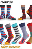 Huidianyin Men's Funny Happy Socks Fine Paragraph Pattern Argyle Color stripeTube Geometric Funny Combed Cotton Socks