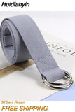 Huidianyin Solid Cotton Canvas All-match Waist Straps Women Canvas Belt D Shaped Double Ring Buckle Waistband Fashion