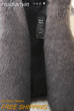 Huidianyin New Winter Female Fox Fur Vest Coat Winter Warm White Black Gray Fur Vest Jacket Large Size 2XL Sleeveless Coat