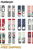 Huidianyin Women's Socks Christmas Peonfly Fashion Harajuku Cute Cartoon Animal Cat Dog Printed Socks Funny Skate Cotton Happy Socks