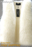 Huidianyin New Winter Female Fox Fur Vest Coat Winter Warm White Black Gray Fur Vest Jacket Large Size 2XL Sleeveless Coat