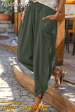 Huidianyin Women's Fashion Trouser 2023 Oversized Casual Solid Elastic Waisted Pants Loose Pantalons Palazzo Loose Baggy Bottoms