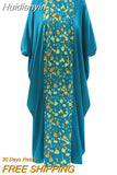 Huidianyin Vintage Female Loose Full-Length Kaftan Maxi Robe Embroidery Vestido Women 3/4 Sleeve Sundress O-Neck Patchwork Maxi Dress