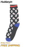 Huidianyin Funny Chilli Space Poker Pattern Socks Men Japanese Style Harajuku Happy Socks Casual Comfort Skateboard Hip Hop Socks