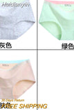 Huidianyin Solid Color Cotton Women Panties Underwear Breathable Women Girl Briefs Comfortable Mid RiseUnderpant Lingerie Panties