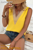 huidianyin V Neck Summer Lace Blouse for Woman 2023 Fashion Casual Top Solid Elegant Shirt Women's Office Lady Blusas New 25991