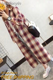 Huidianyin Women Plaid Shirts Long Sleeve Loose Tops Blouse Long Shirts Button Tops Autumn Spring Fashion Casual Outerwear Chic Shirt