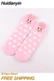 Huidianyin Cartoon Harajuku Rabbit Fox Bear Deer Cute Fluffy Coral Velvet Women Cotton Socks Autumn Winter Thick Warm Home Floor Sock