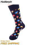 Huidianyin Colorful Cotton Men's Socks Funny Mushroom Strawberry Geometric Calcetines Happy Casual Skate Harajuku Socks