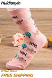 Huidianyin Autumn Women Socks Cartoon Animal Cute Sheep Cow Socks for Girls Warm Cotton Sock for Ladies Christmas Gifts