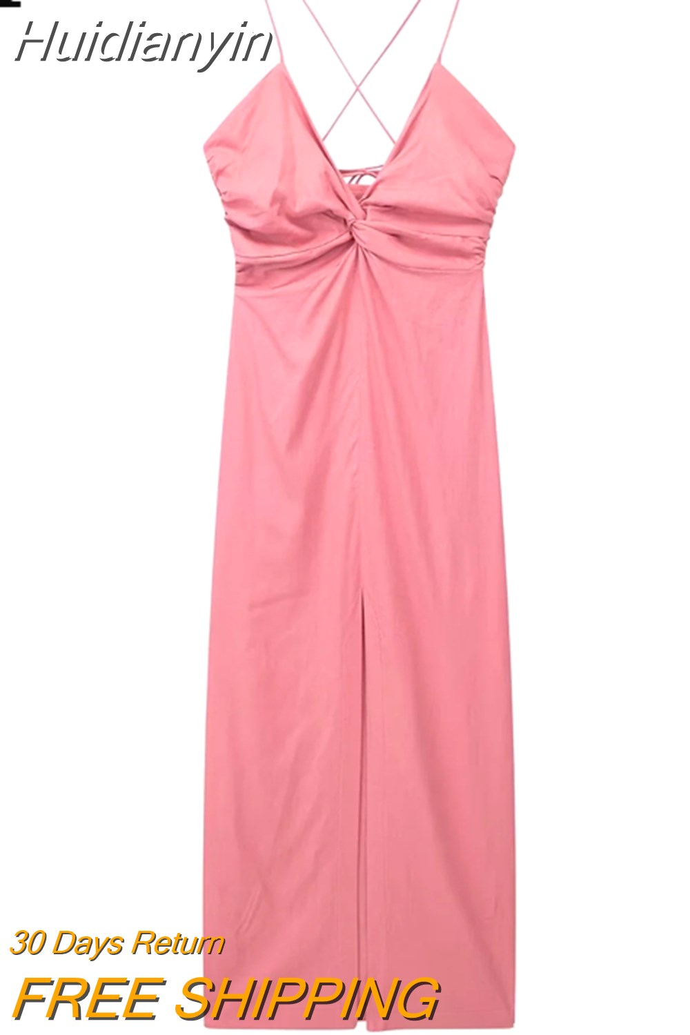 Huidianyin Knot Slip Long Dress Women Pink Sexy Summer Woman Dress 2023 Backless Elegant Party Dresses For Women Evening Dresses