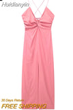 Huidianyin Knot Slip Long Dress Women Pink Sexy Summer Woman Dress 2023 Backless Elegant Party Dresses For Women Evening Dresses