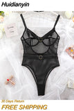 Huidianyin Sensual Lingerie Mesh Bodysuit Transparent Erotic Bodys With Necklace See Through Pornographic Costumes For Sex Tights