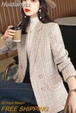 Huidianyin Lady Blazer Casual Elegant Long Sleeve Fashionable Double Breasted Casual Elegant Solid Color Chic Outerwear New