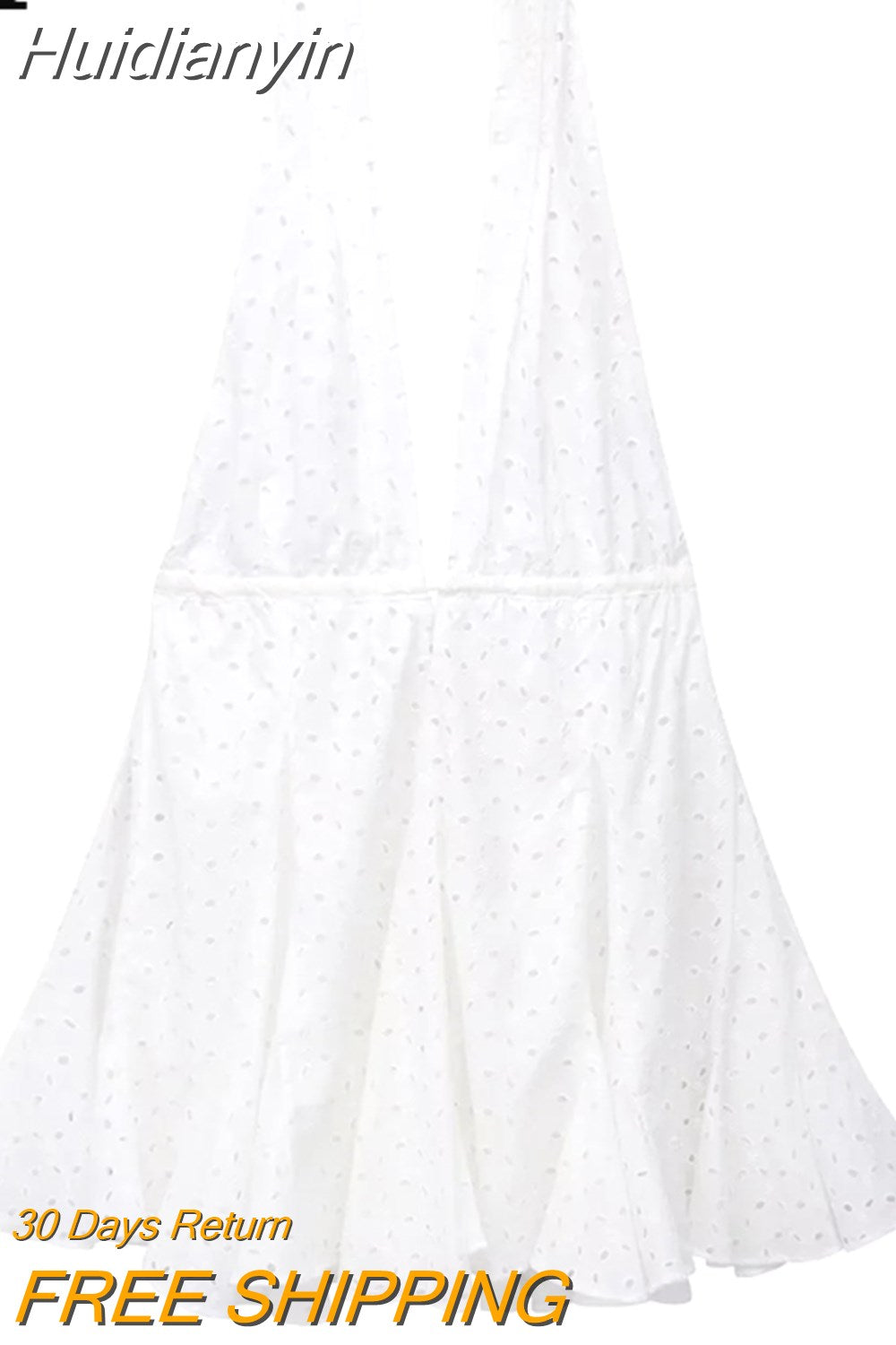 Huidianyin Embroidery White Dress Women Cut Out Halter Backless Dress Woman Off Shoulder Sexy Short Dresses Sleeveless Mini Dress