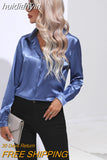 huidianyin Women Shirt 2023 Satin Womens Tops Female Clothing Solid Long Sleeve Shirts and Blouse Basic Ladies Tops OL Women's Shirts