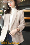 Huidianyin Lady Blazer Casual Elegant Long Sleeve Fashionable Double Breasted Casual Elegant Solid Color Chic Outerwear New