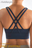 Huidianyin TO BN Women Bra Yoga Sports Bralette Nylon Breathable Fitness Top Underwear Cross Sexy Back Anti-Shake Gym Female Bras