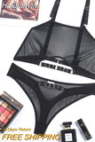 Huidianyin Lingerie Cut Out Transparent Bra And Panty Set Woman 2 Pieces Seamless Female Underwear Sexy Outfits Black Intimate