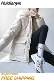 Huidianyin New Cotton Padded Fur Parka New Big Fur Collar Down Jacket Women Thick Warm Parkas Female Outerwear