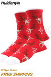 Huidianyin 2023 Christmas Socks Women PEONFLY Funny Santa Claus Christmas Tree Snow Elk Cotton Happy Socks Men Harajuku New Year Sokken