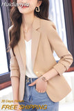 Huidianyin Women Office Lady Streetwear Korean Simple Elegant All-match Solid Long Sleeve Single Breasted Chic Lapel Collar Blazer New