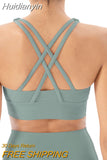 Huidianyin TO BN Women Bra Yoga Sports Bralette Nylon Breathable Fitness Top Underwear Cross Sexy Back Anti-Shake Gym Female Bras