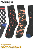 Huidianyin Funny Chilli Space Poker Pattern Socks Men Japanese Style Harajuku Happy Socks Casual Comfort Skateboard Hip Hop Socks