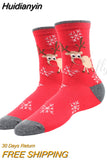 Huidianyin 2023 Christmas Socks Women PEONFLY Funny Santa Claus Christmas Tree Snow Elk Cotton Happy Socks Men Harajuku New Year Sokken