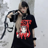 Huidianyin tshirts goth Harajuku tops Butterfly lightning print Loose Short Sleeve kawaii anime t shirt 2023 NEW plus size clothing