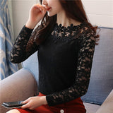 huidianyin Autumn O-neck Hollow Out Sweet Women Slim Fit Lsce Top Long Sleeve Women Blouse with Lace Bottoming Shirts Blusa 1105 40