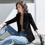 Huidianyin 2023 Spring Autumn New Suit Coat Women Fashion Slim Velvet Long-sleeved Suit Jacket Female Casual Blazer