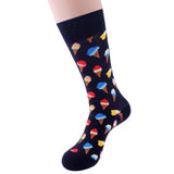 Huidianyin Colorful Cotton Men's Socks Funny Mushroom Strawberry Geometric Calcetines Happy Casual Skate Harajuku Socks