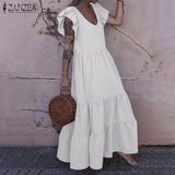 Huidianyin Ruffles Holiday Vestidos 2023 ZANZEA Summer Long Maxi Dress Women Butterfly Sleeve Solid Party Sundress Kaftan