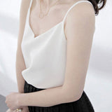 Huidianyin Chiffon Camis Top Blouse Women Sleeveless Solid Sexy Casual Basic Tank