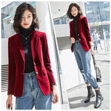 Huidianyin 2023 Spring Autumn New Suit Coat Women Fashion Slim Velvet Long-sleeved Suit Jacket Female Casual Blazer