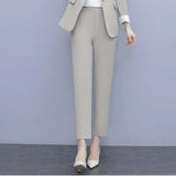 Huidianyin Women Single Botton Work Blazer Suits Slim Loose Casual Pants Blazers Jackets With Trouser Two Pieces Set