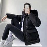 Huidianyin New Cotton Padded Fur Parka New Big Fur Collar Down Jacket Women Thick Warm Parkas Female Outerwear