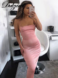 Huidianyin neon satin lace up women long midi dress bodycon backless elegant party sexy club clothes 2023 summer dinner outfit