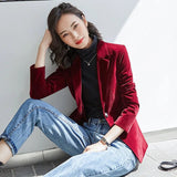 Huidianyin 2023 Spring Autumn New Suit Coat Women Fashion Slim Velvet Long-sleeved Suit Jacket Female Casual Blazer