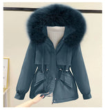 Huidianyin Padded Plus Size 2XL Winter Big Fur Jacket Women Loose Slim Warm Hooded Parka Coat Down jacket