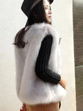 Huidianyin New Winter Female Fox Fur Vest Coat Winter Warm White Black Gray Fur Vest Jacket Large Size 2XL Sleeveless Coat