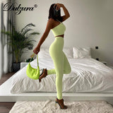 Huidianyin Ribbed Women 2 Pieces Crop Top Tanks And Legging Set Bodycon Sporty Streetwear Tracksuit Work Out Elegant 2023 Summer